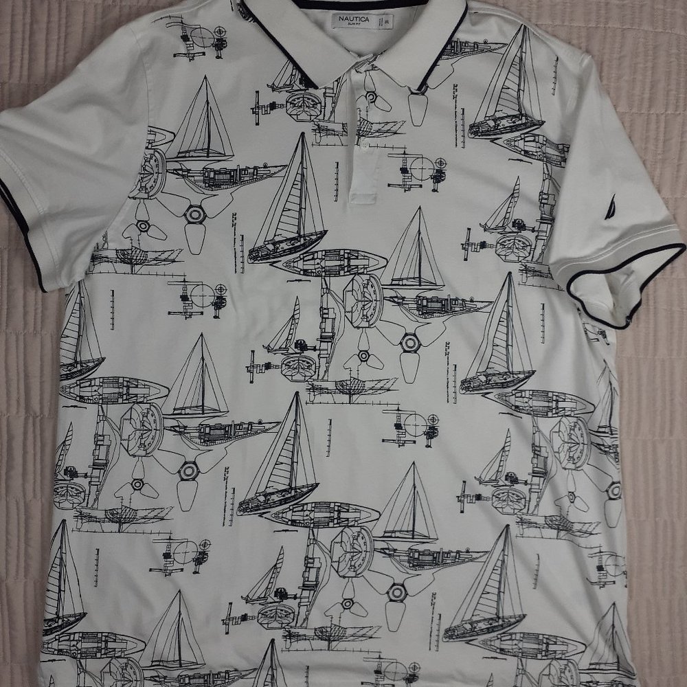 Nautica  Men"s  Slim Fit Nautical Print Polo